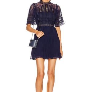 Self Portrait Blue Mini Chiffon Dress US 4 UK 8